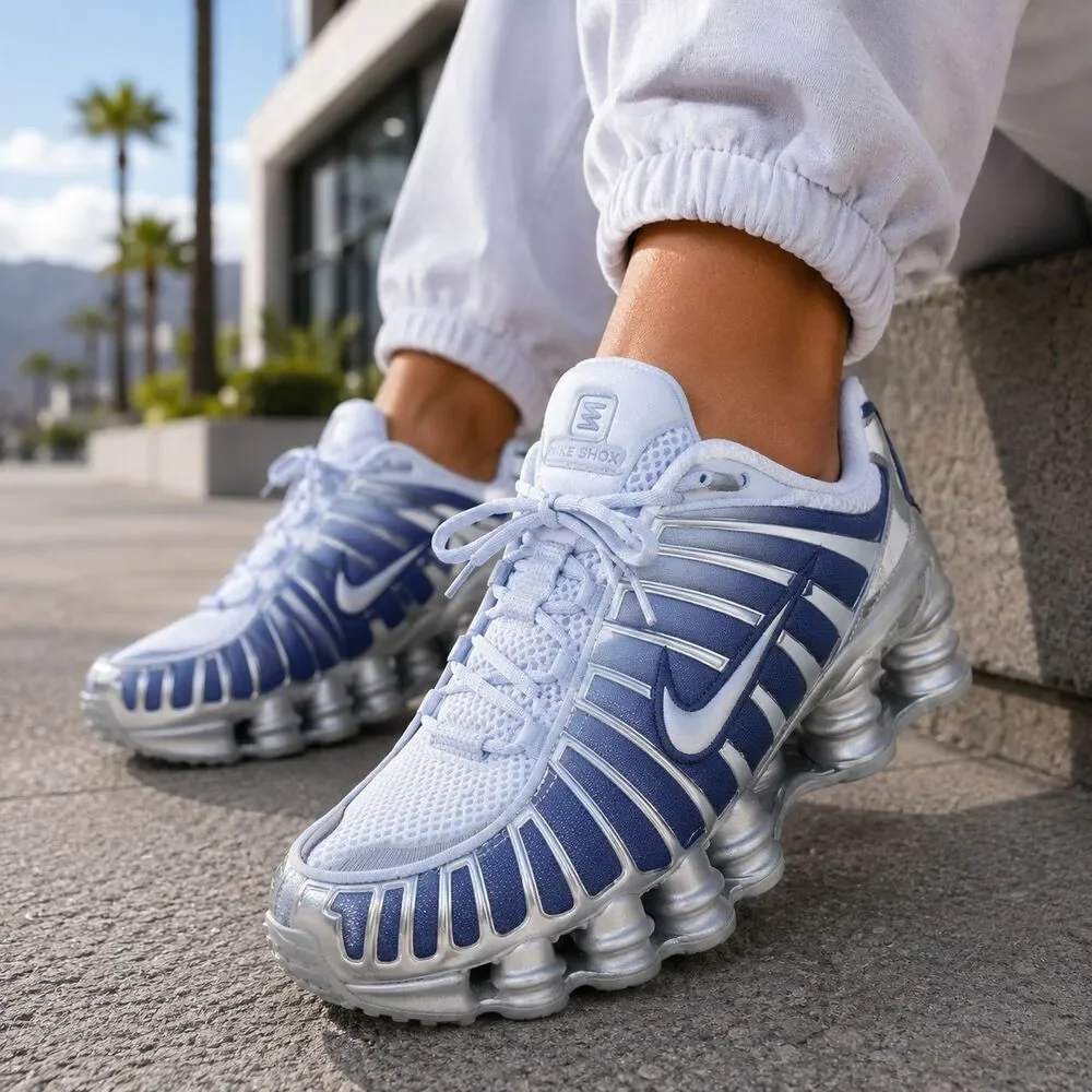 Nike Shox TL Shoes Womens Size 8.5 Blue Silver Running Sneakers Casual Sports